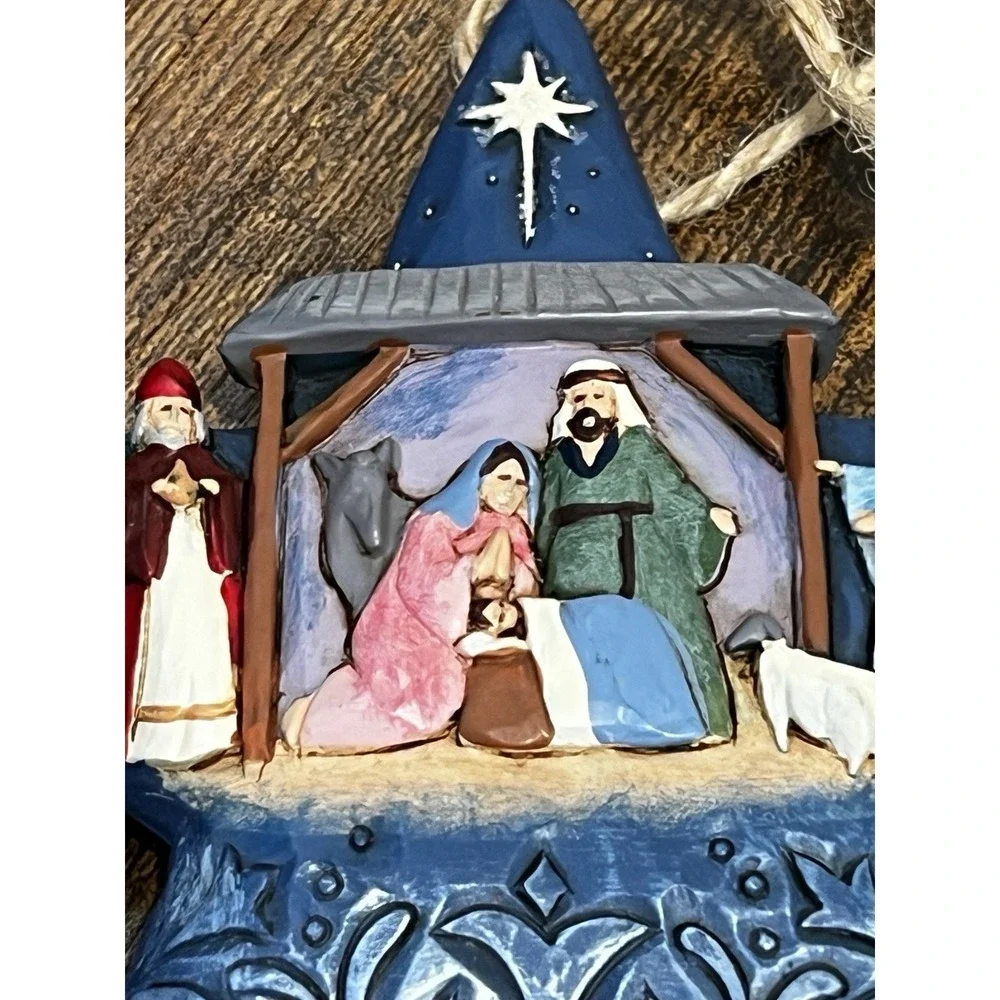 Jim Shore Nativity Star Ornament Holy Family Rustic Farmhouse Folk Art Christmas